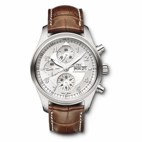 IWC Pilot's Watch Spitfire Chronograph Stainless Steel / Silver / Strap IW3717-02 (3717-02, IW371702)